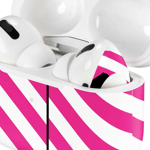 Pink and White Geometric Stripes AirPods Skins